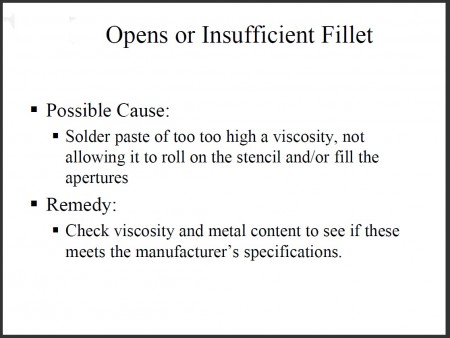 OPENS OR INSUFFICIENT FILLET